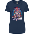 Bah Humbug Grumpy Christmas Owls Womens Wider Cut T-Shirt Navy Blue