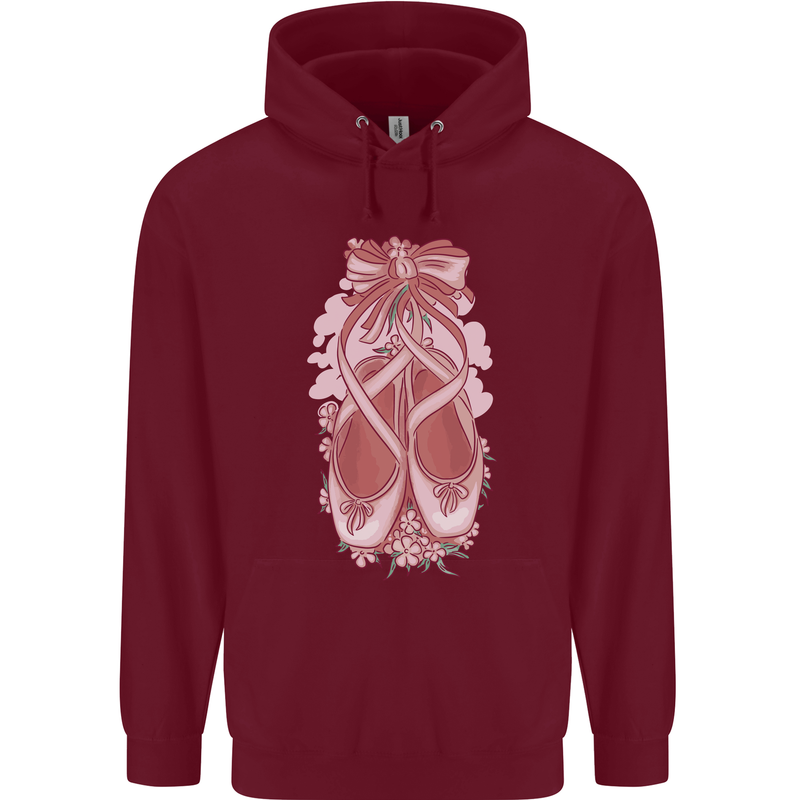Ballerina Shoes Ballet Dancing Childrens Kids Hoodie Maroon