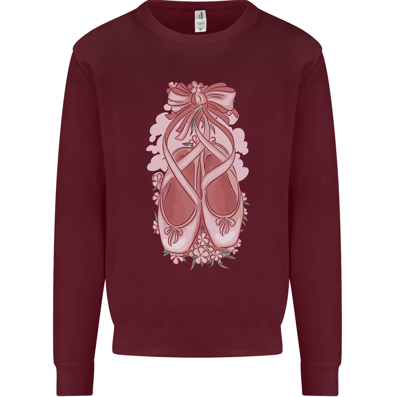 Ballerina Shoes Ballet Dancing Kids Sweatshirt Jumper Maroon