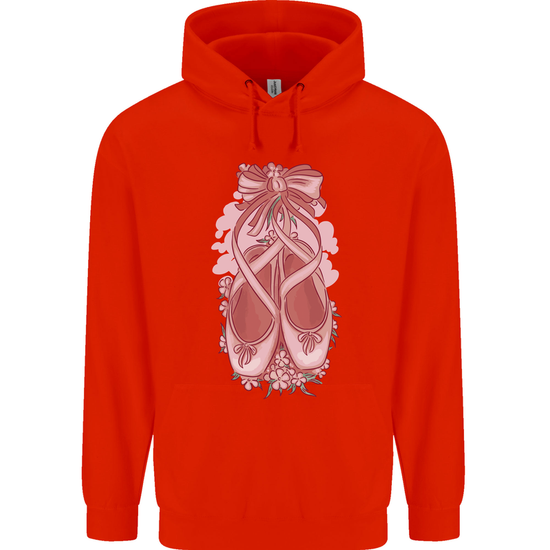 Ballerina Shoes Ballet Dancing Mens 80% Cotton Hoodie Bright Red