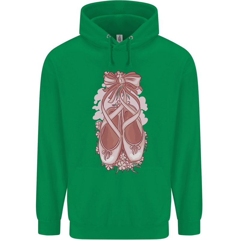 Ballerina Shoes Ballet Dancing Mens 80% Cotton Hoodie Irish Green