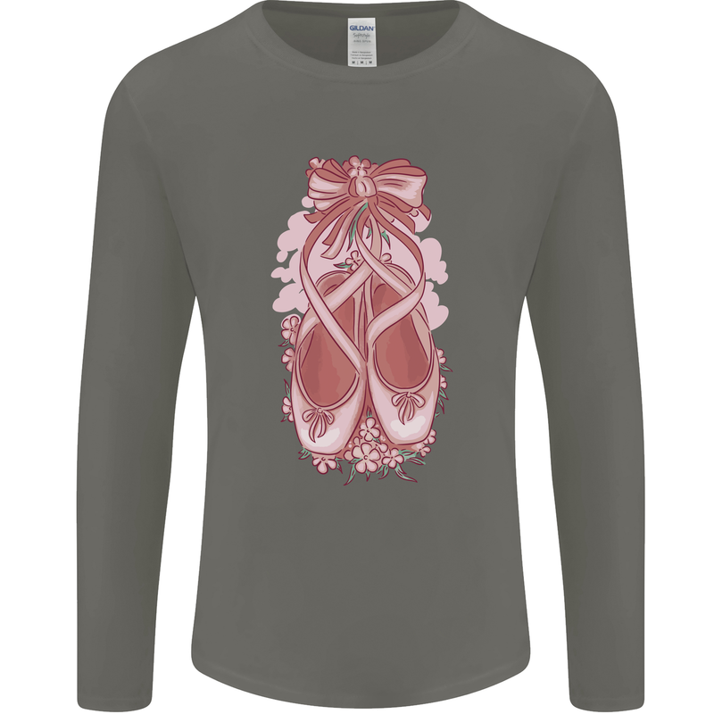 Ballerina Shoes Ballet Dancing Mens Long Sleeve T-Shirt Charcoal
