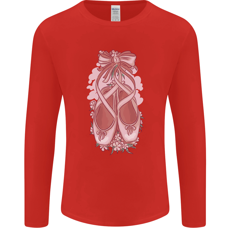 Ballerina Shoes Ballet Dancing Mens Long Sleeve T-Shirt Red