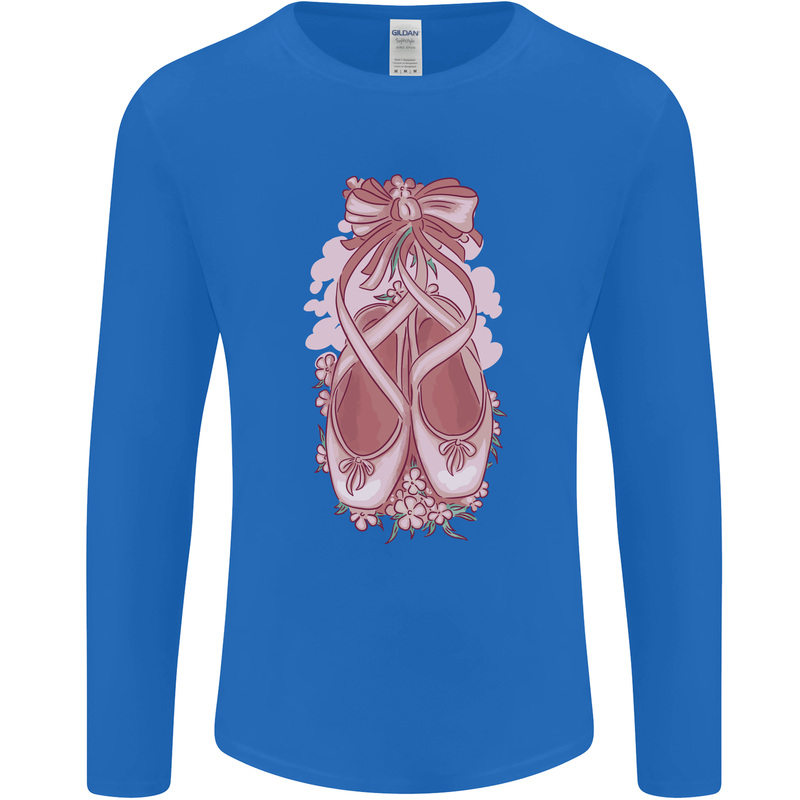 Ballerina Shoes Ballet Dancing Mens Long Sleeve T-Shirt Royal Blue