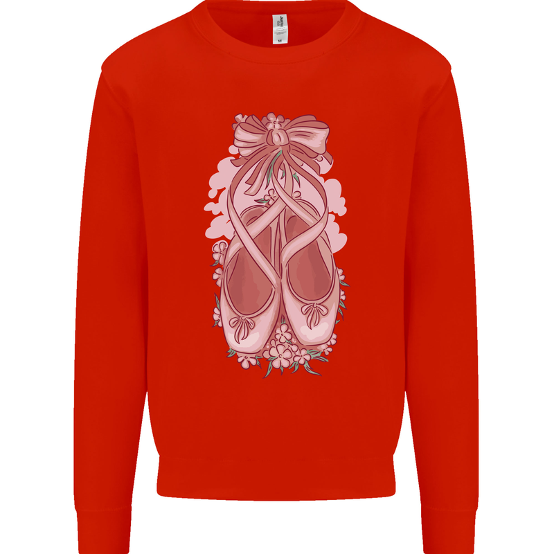 Ballerina Shoes Ballet Dancing Mens Sweatshirt Jumper Bright Red
