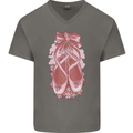 Ballerina Shoes Ballet Dancing Mens V-Neck Cotton T-Shirt Charcoal