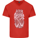 Ballerina Shoes Ballet Dancing Mens V-Neck Cotton T-Shirt Red