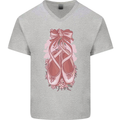 Ballerina Shoes Ballet Dancing Mens V-Neck Cotton T-Shirt Sports Grey
