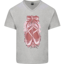 Ballerina Shoes Ballet Dancing Mens V-Neck Cotton T-Shirt Sports Grey