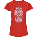Ballerina Shoes Ballet Dancing Womens Petite Cut T-Shirt Red