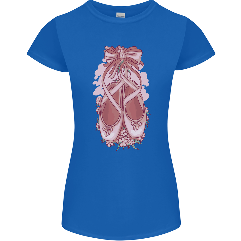 Ballerina Shoes Ballet Dancing Womens Petite Cut T-Shirt Royal Blue