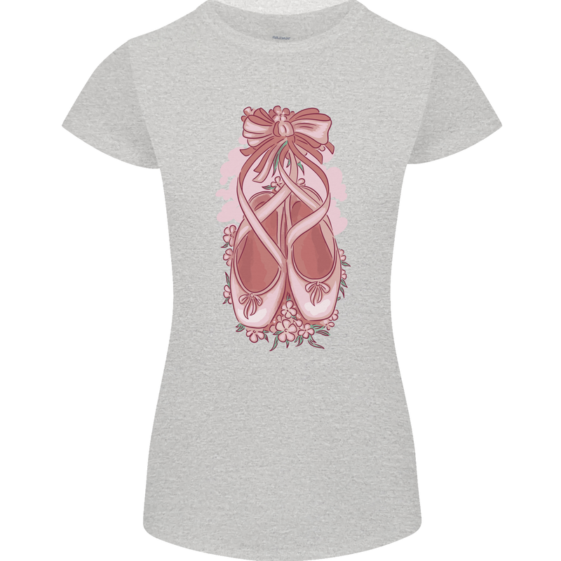Ballerina Shoes Ballet Dancing Womens Petite Cut T-Shirt Sports Grey
