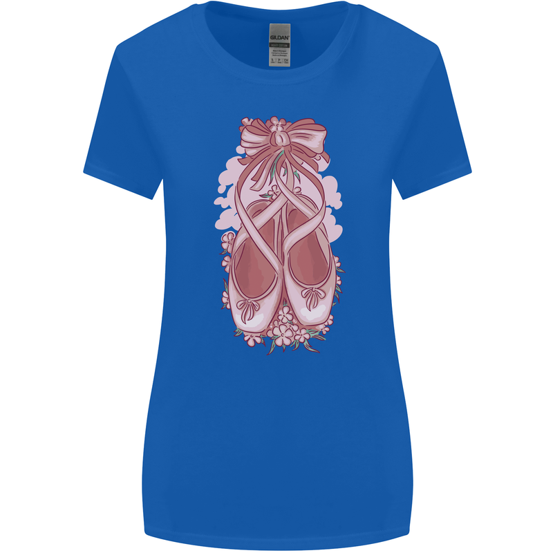 Ballerina Shoes Ballet Dancing Womens Wider Cut T-Shirt Royal Blue