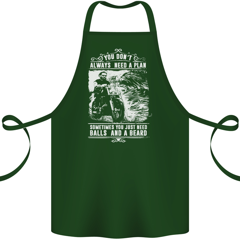Balls & Beard Biker Motorcycle Motorbike Cotton Apron 100% Organic Forest Green