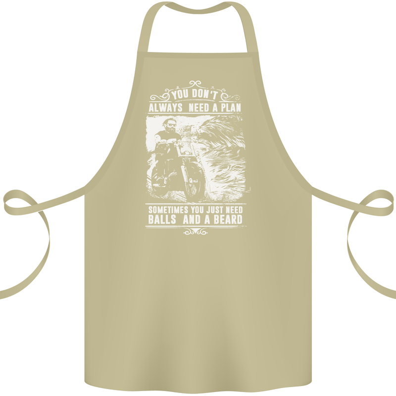Balls & Beard Biker Motorcycle Motorbike Cotton Apron 100% Organic Khaki