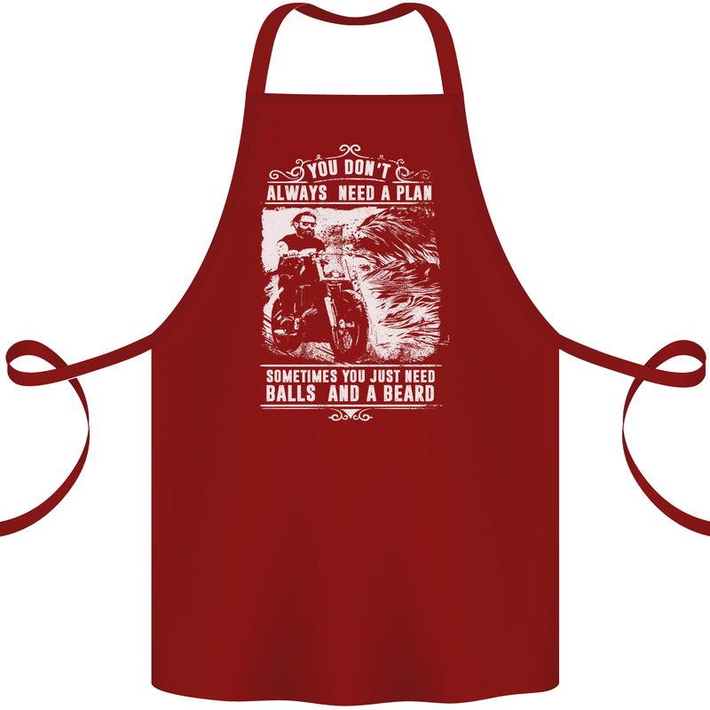 Balls & Beard Biker Motorcycle Motorbike Cotton Apron 100% Organic Maroon