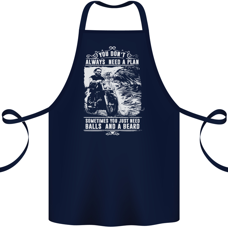 Balls & Beard Biker Motorcycle Motorbike Cotton Apron 100% Organic Navy Blue