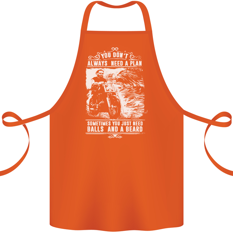 Balls & Beard Biker Motorcycle Motorbike Cotton Apron 100% Organic Orange