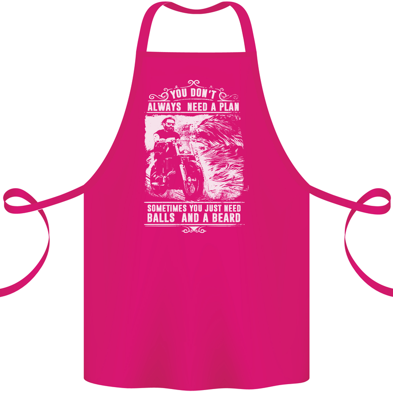Balls & Beard Biker Motorcycle Motorbike Cotton Apron 100% Organic Pink