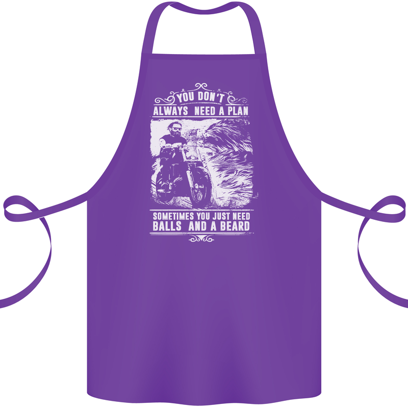 Balls & Beard Biker Motorcycle Motorbike Cotton Apron 100% Organic Purple