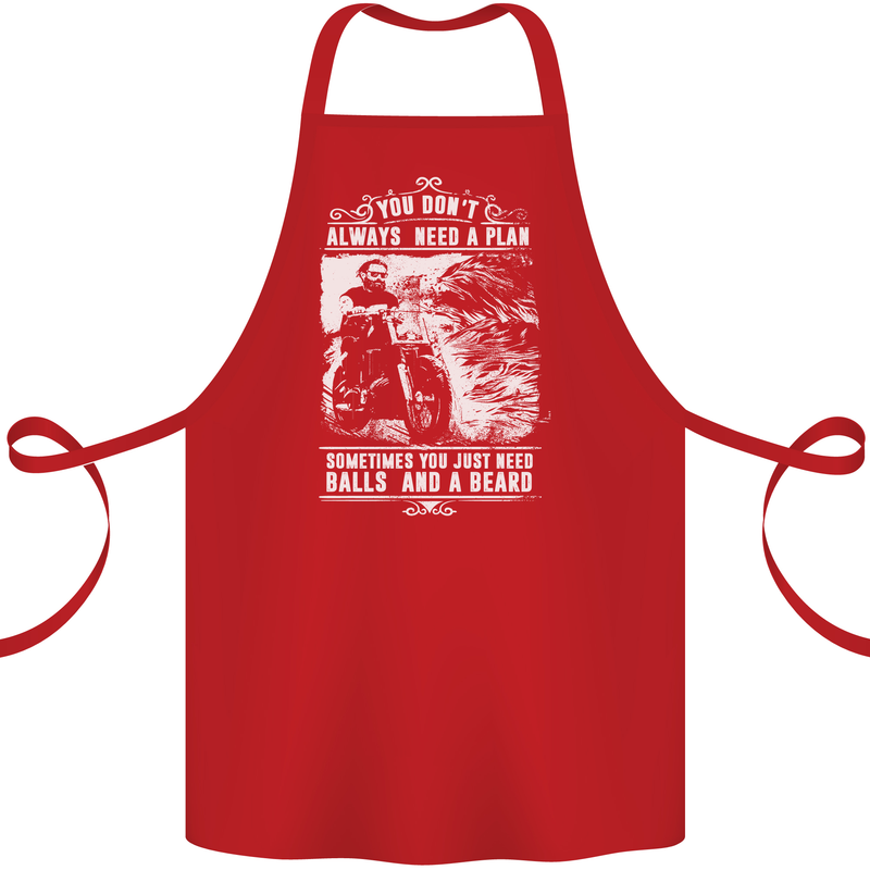 Balls & Beard Biker Motorcycle Motorbike Cotton Apron 100% Organic Red