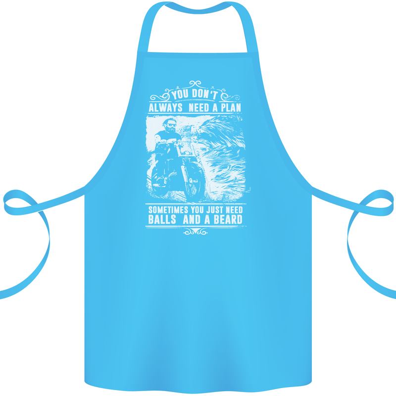 Balls & Beard Biker Motorcycle Motorbike Cotton Apron 100% Organic Turquoise