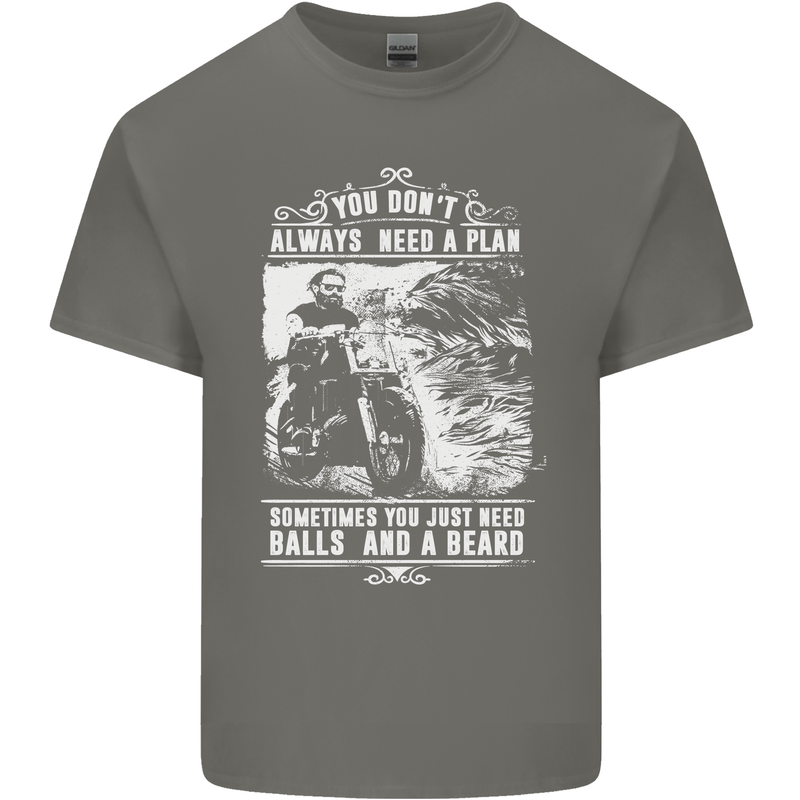 Balls & Beard Biker Motorcycle Motorbike Mens Cotton T-Shirt Tee Top Charcoal