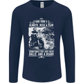 Balls & Beard Biker Motorcycle Motorbike Mens Long Sleeve T-Shirt Navy Blue