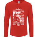 Balls & Beard Biker Motorcycle Motorbike Mens Long Sleeve T-Shirt Red