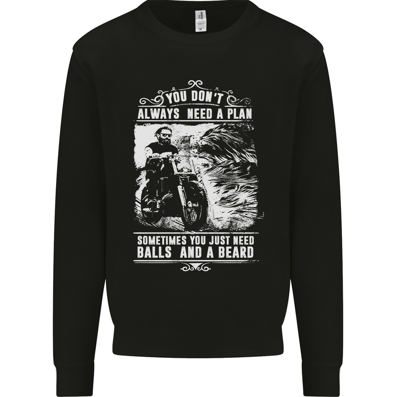 Balls & Beard Biker Motorcycle Motorbike Mens Sweatshirt Jumper Black