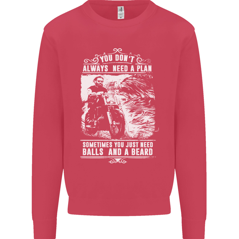 Balls & Beard Biker Motorcycle Motorbike Mens Sweatshirt Jumper Heliconia