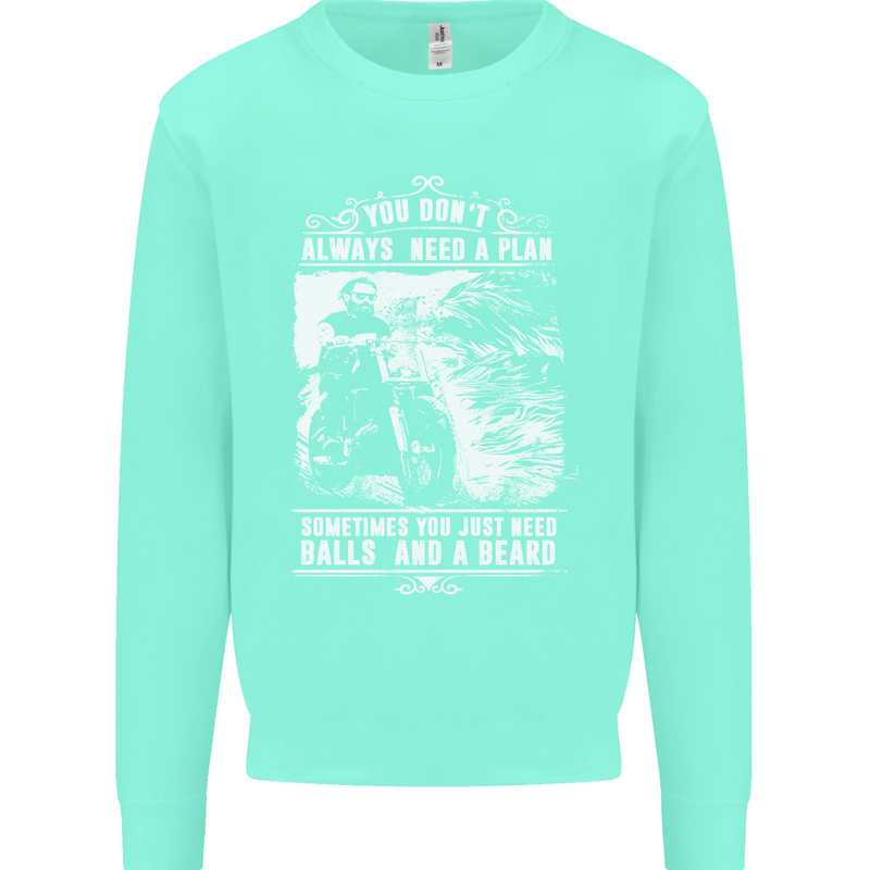 Balls & Beard Biker Motorcycle Motorbike Mens Sweatshirt Jumper Peppermint