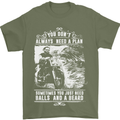 Balls & Beard Biker Motorcycle Motorbike Mens T-Shirt Cotton Gildan Military Green