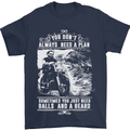 Balls & Beard Biker Motorcycle Motorbike Mens T-Shirt Cotton Gildan Navy Blue