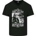 Balls & Beard Biker Motorcycle Motorbike Mens V-Neck Cotton T-Shirt Black