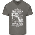 Balls & Beard Biker Motorcycle Motorbike Mens V-Neck Cotton T-Shirt Charcoal