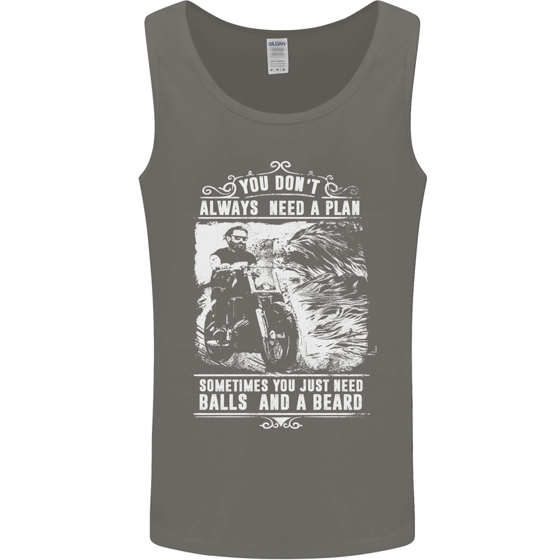 Balls & Beard Biker Motorcycle Motorbike Mens Vest Tank Top Charcoal