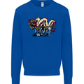 Banksy Style Fake Chinese Dragon Kids Sweatshirt Jumper Royal Blue