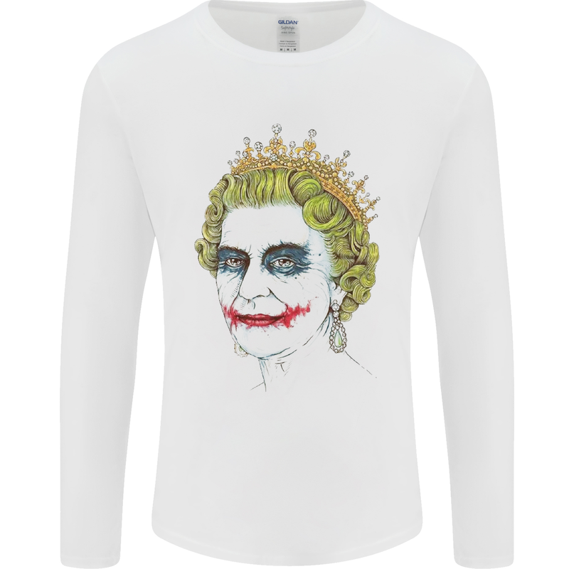 Banksy The Queen Posing as the Joker Mens Long Sleeve T-Shirt White