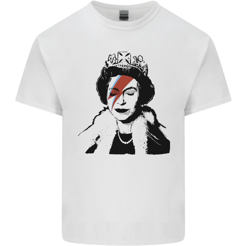 Banksy The Queen with a Bowie Look Kids T-Shirt Childrens White