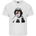 Banksy The Queen with a Bowie Look Mens Cotton T-Shirt Tee Top White