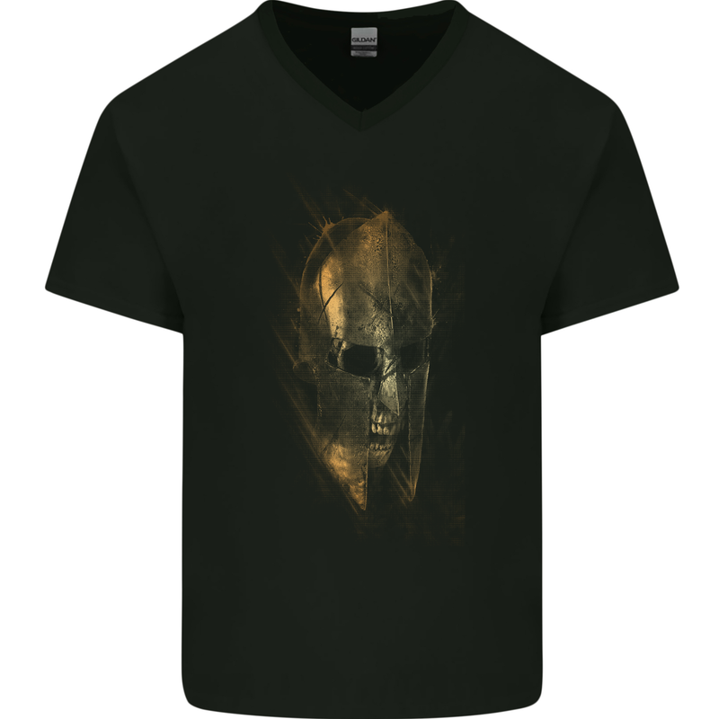 Barbarian Skull Gym Training Top Spartan Mens V-Neck Cotton T-Shirt Black