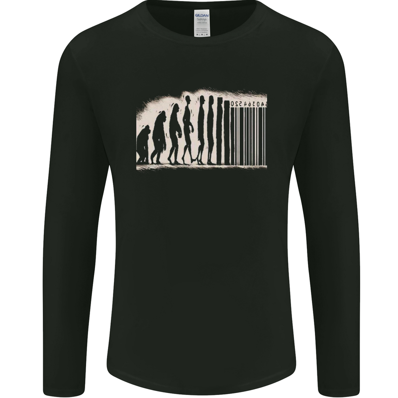 Barcode Evolution Anti-Capitalist Anarchy Mens Long Sleeve T-Shirt Black