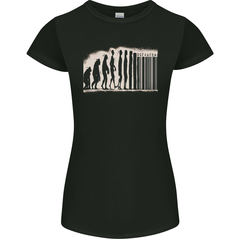 Barcode Evolution Anti-Capitalist Anarchy Womens Petite Cut T-Shirt Black