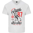 Baseball Champion Player Mens V-Neck Cotton T-Shirt White