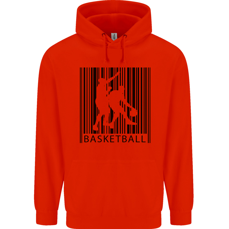 Basketball Barcode Player Childrens Kids Hoodie Bright Red