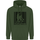 Basketball Barcode Player Childrens Kids Hoodie Forest Green