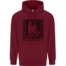Basketball Barcode Player Childrens Kids Hoodie Maroon