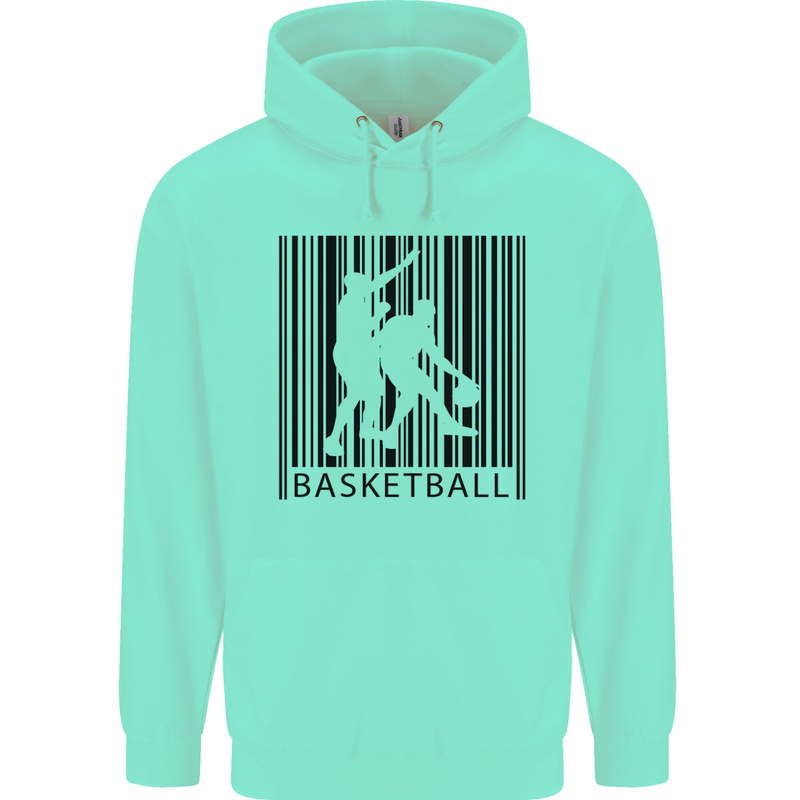 Basketball Barcode Player Childrens Kids Hoodie Peppermint