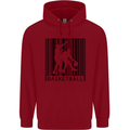 Basketball Barcode Player Childrens Kids Hoodie Red